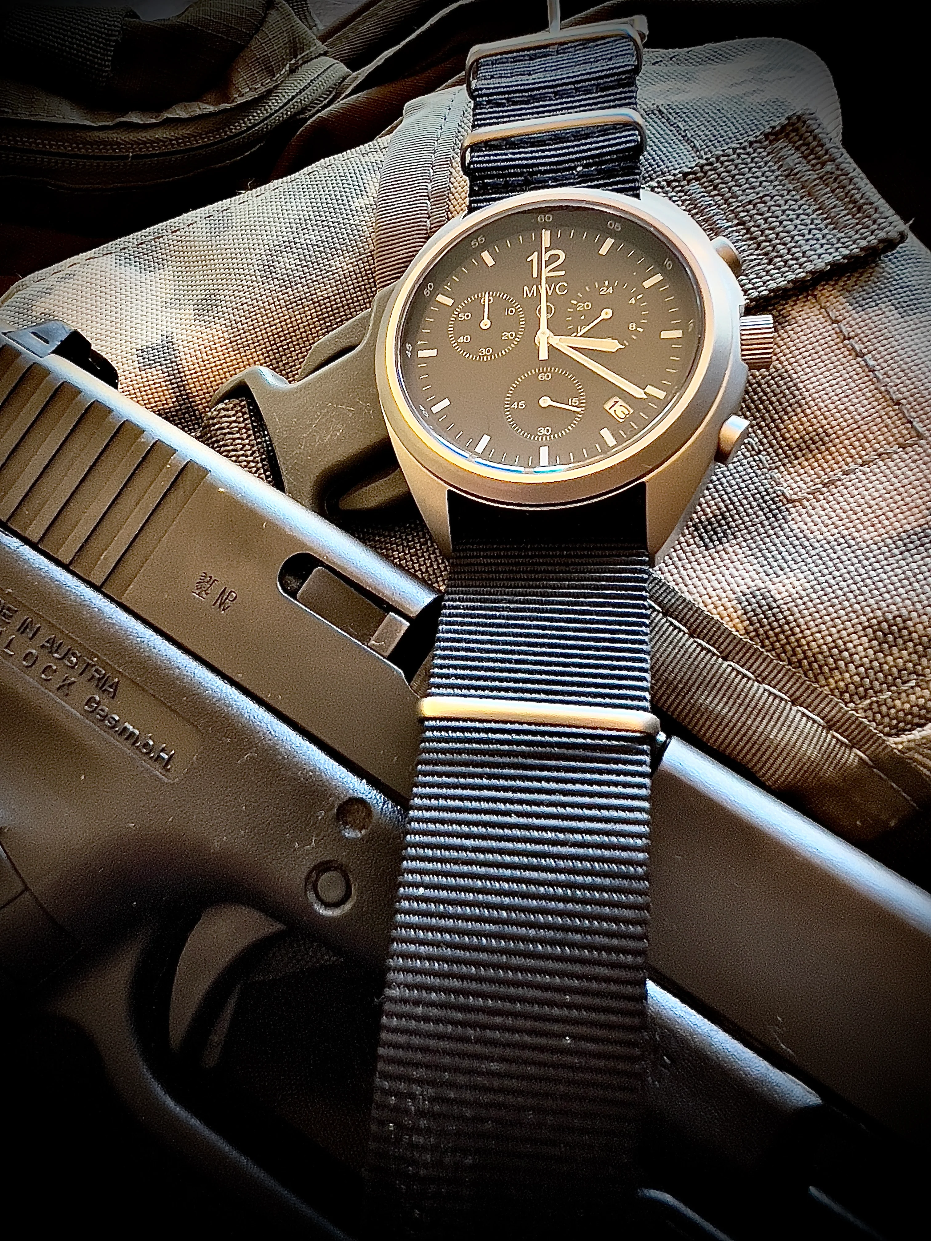 MWC NATO Pattern Stainless Steel Hybrid Military Pilots Chronograph with Sapphire Crystal - Image 9