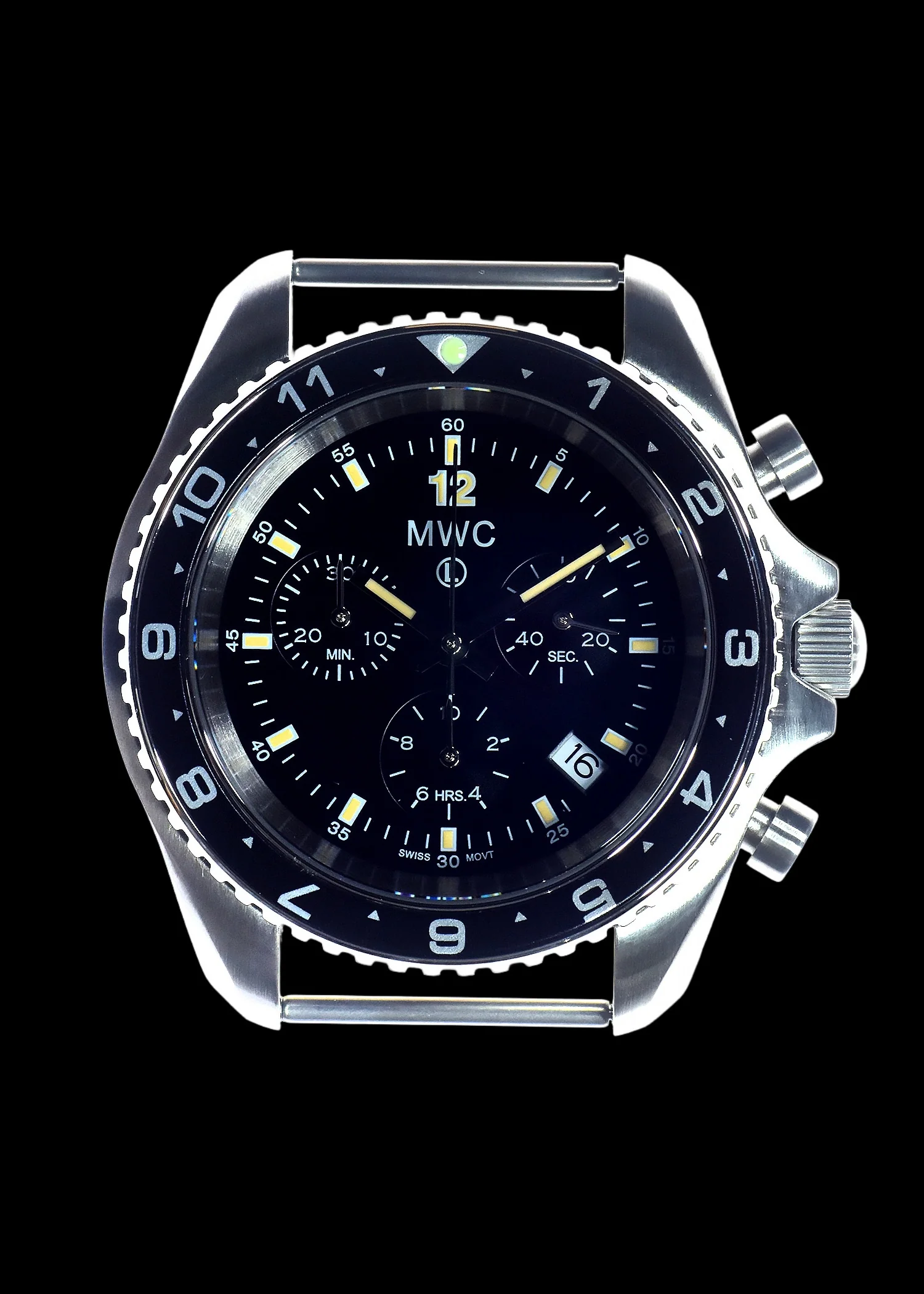 MWC NATO Pattern Stainless Steel Military Pilots Chronograph with Sapphire Crystal and Swiss Ronda Movement - 12 Hour GMT Bezel - Image 3