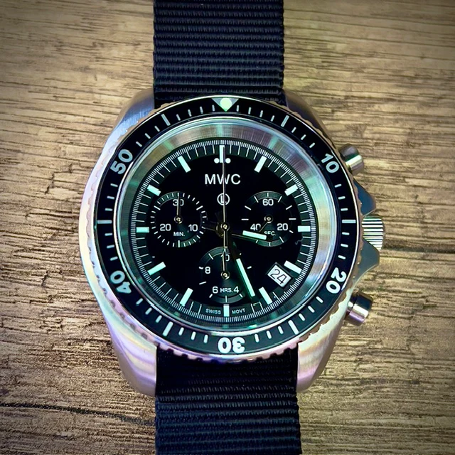 MWC NATO Pattern Stainless Steel Military Pilots Chronograph with Sapphire Crystal and Swiss Ronda Movement - Image 11