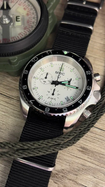 MWC NATO Pattern Stainless Steel Military Pilots Chronograph with Sapphire Crystal and Swiss Ronda Movement- 12 Hour GMT Bezel - Image 11