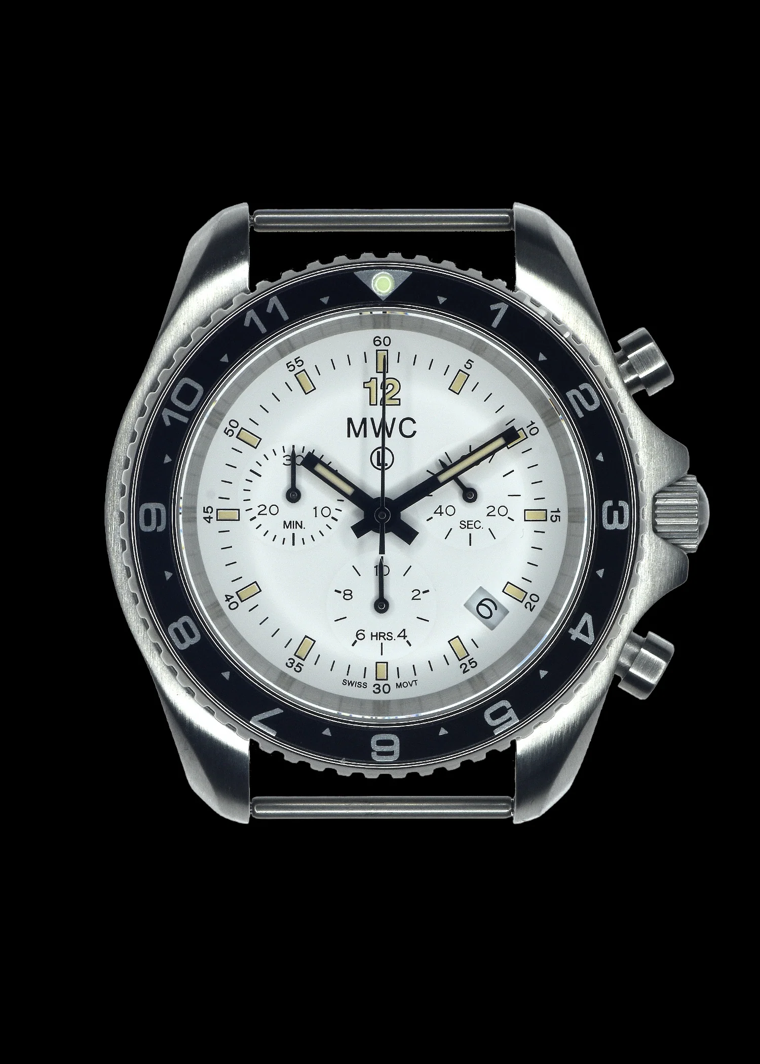 MWC NATO Pattern Stainless Steel Military Pilots Chronograph with Sapphire Crystal and Swiss Ronda Movement- 12 Hour GMT Bezel - Image 3