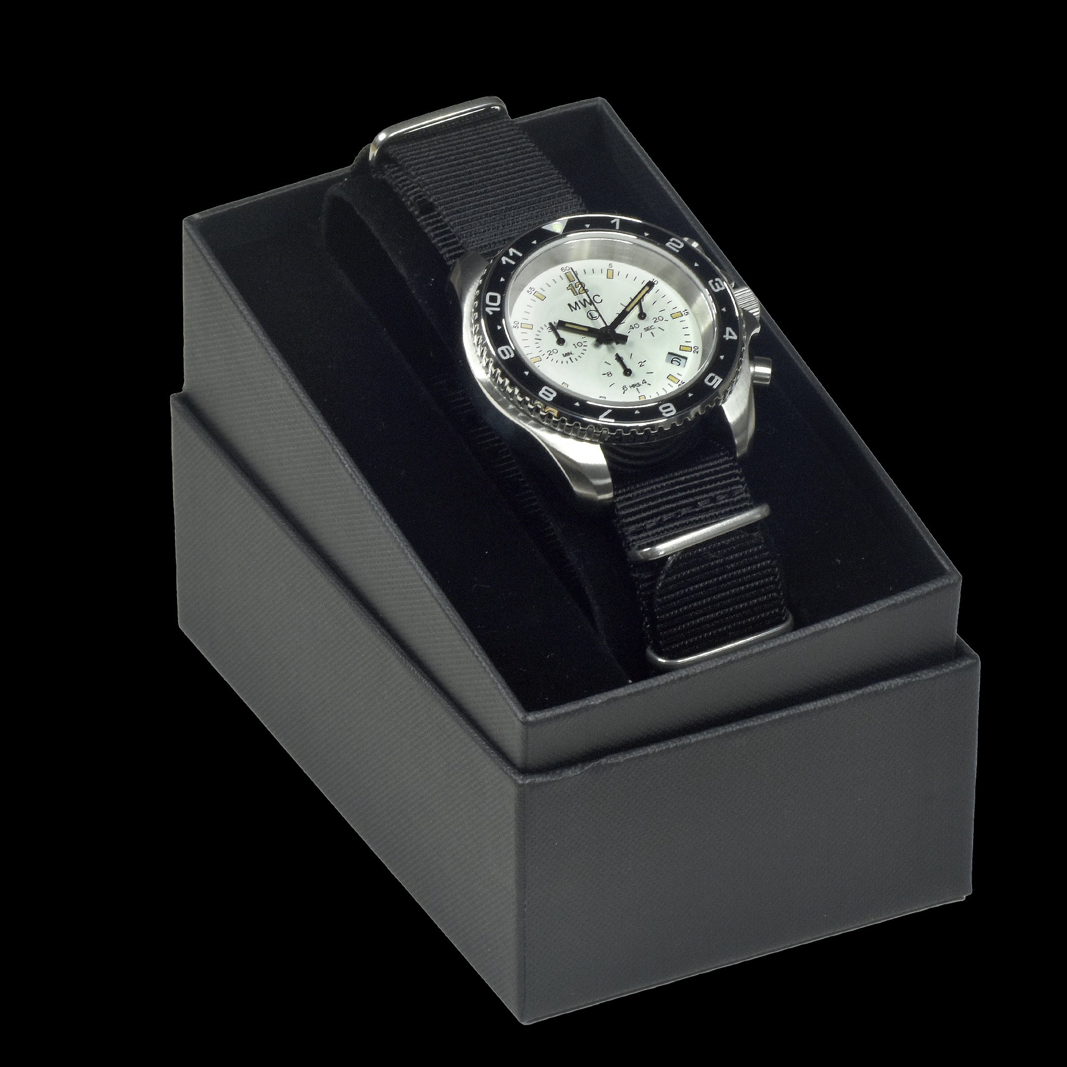 MWC NATO Pattern Stainless Steel Military Pilots Chronograph with Sapphire Crystal and Swiss Ronda Movement- 12 Hour GMT Bezel - Image 6