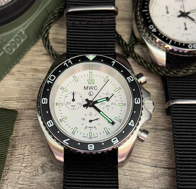 MWC NATO Pattern Stainless Steel Military Pilots Chronograph with Sapphire Crystal and Swiss Ronda Movement- 12 Hour GMT Bezel - Image 9