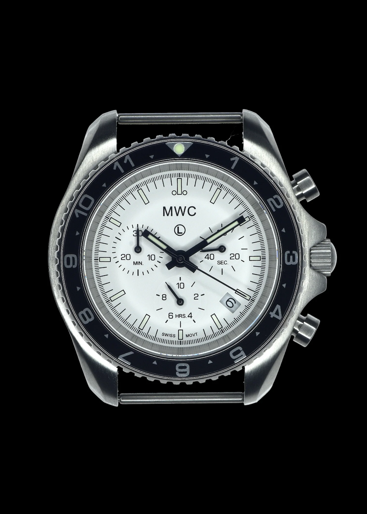 MWC NATO Pattern Stainless Steel Military Pilots Chronograph with Sapphire Crystal and Swiss Ronda Movement - 12 Hour GMT Bezel - Image 3