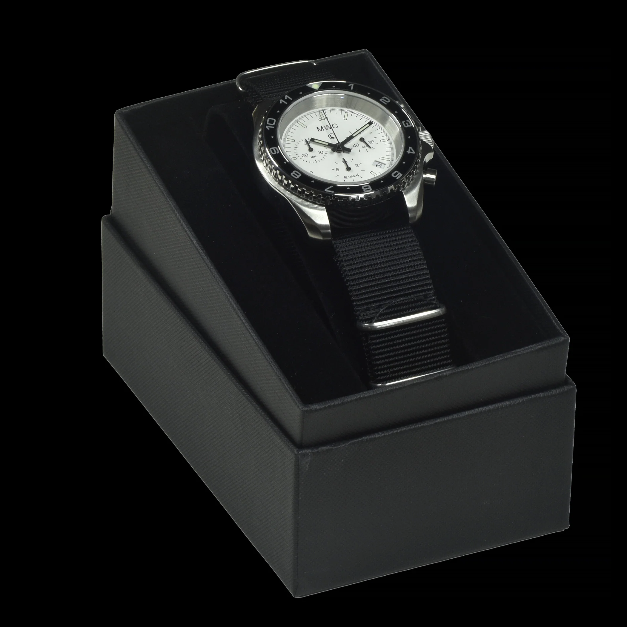 MWC NATO Pattern Stainless Steel Military Pilots Chronograph with Sapphire Crystal and Swiss Ronda Movement - 12 Hour GMT Bezel - Image 6