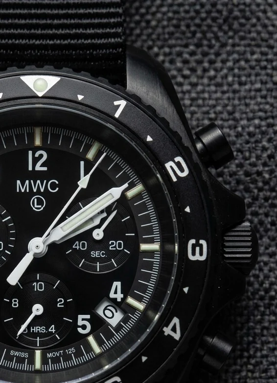 MWC NATO Pattern Stainless Steel Military Pilots Chronograph with Sapphire Crystal and Swiss Ronda Movement - 12 Hour GMT Bezel and GTLS/Tritium Illumination - Image 10