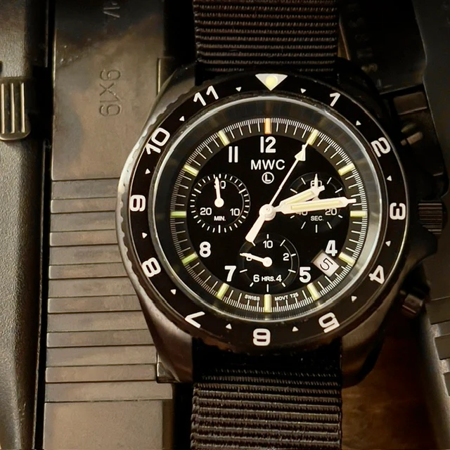MWC NATO Pattern Stainless Steel Military Pilots Chronograph with Sapphire Crystal and Swiss Ronda Movement - 12 Hour GMT Bezel and GTLS/Tritium Illumination - Image 13