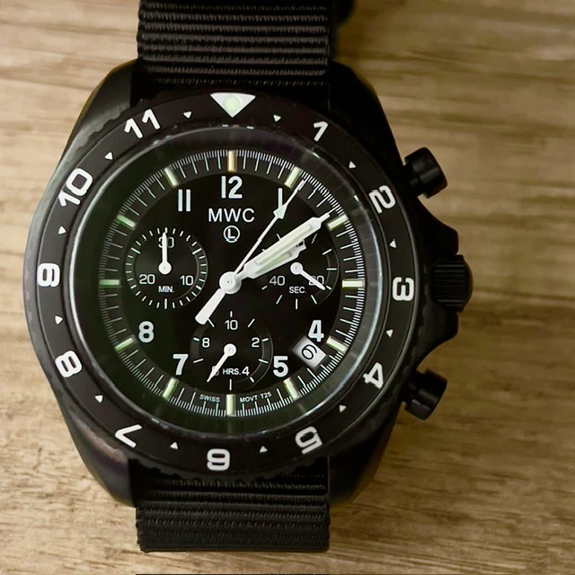 MWC NATO Pattern Stainless Steel Military Pilots Chronograph with Sapphire Crystal and Swiss Ronda Movement - 12 Hour GMT Bezel and GTLS/Tritium Illumination - Image 14