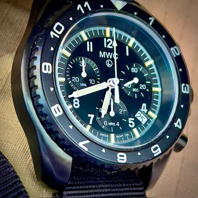 MWC NATO Pattern Stainless Steel Military Pilots Chronograph with Sapphire Crystal and Swiss Ronda Movement - 12 Hour GMT Bezel and GTLS/Tritium Illumination - Image 20