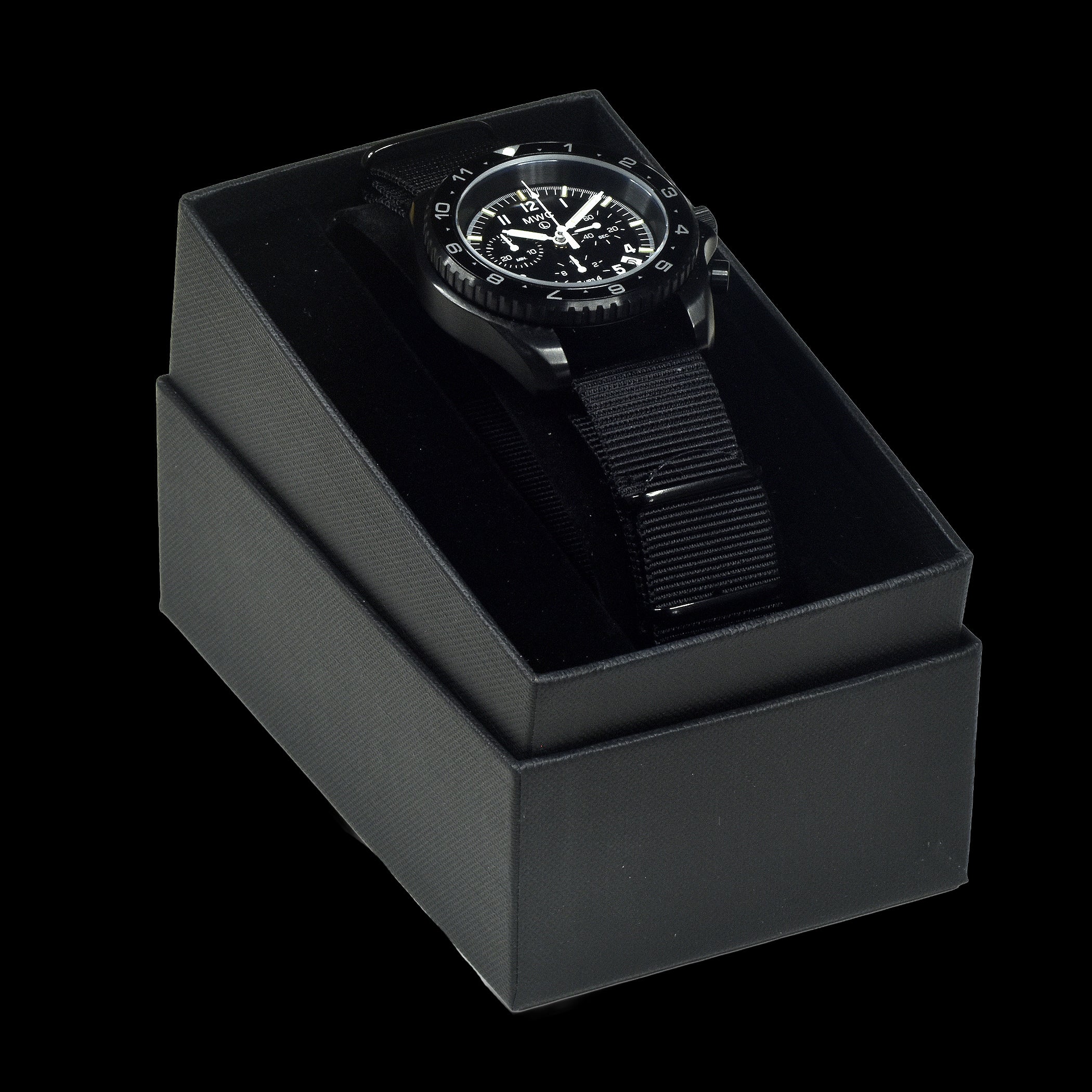 MWC NATO Pattern Stainless Steel Military Pilots Chronograph with Sapphire Crystal and Swiss Ronda Movement - 12 Hour GMT Bezel and GTLS/Tritium Illumination - Image 5
