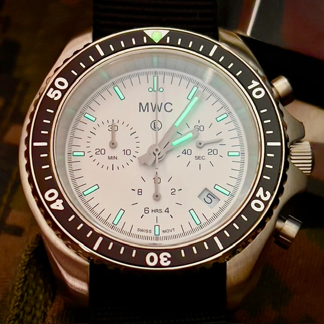 MWC NATO Pattern Stainless Steel Military Pilots Chronograph with Sapphire Crystal and Swiss Ronda Movement - Image 14