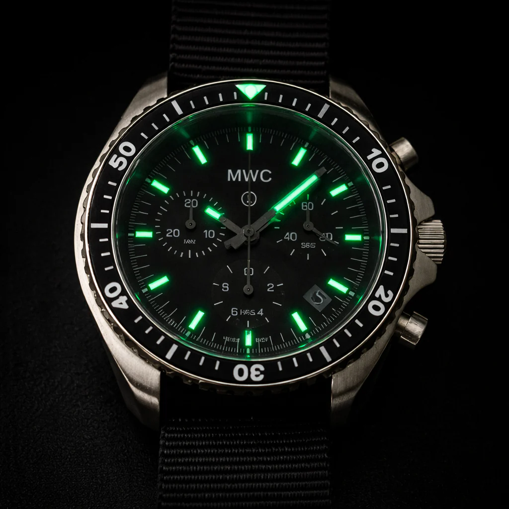 MWC NATO Pattern Stainless Steel Military Pilots Chronograph with Sapphire Crystal and Swiss Ronda Movement - Image 4