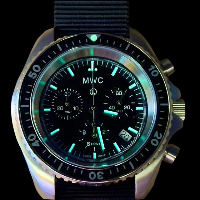 MWC NATO Pattern Stainless Steel Military Pilots Chronograph with Sapphire Crystal and Swiss Ronda Movement - Image 4