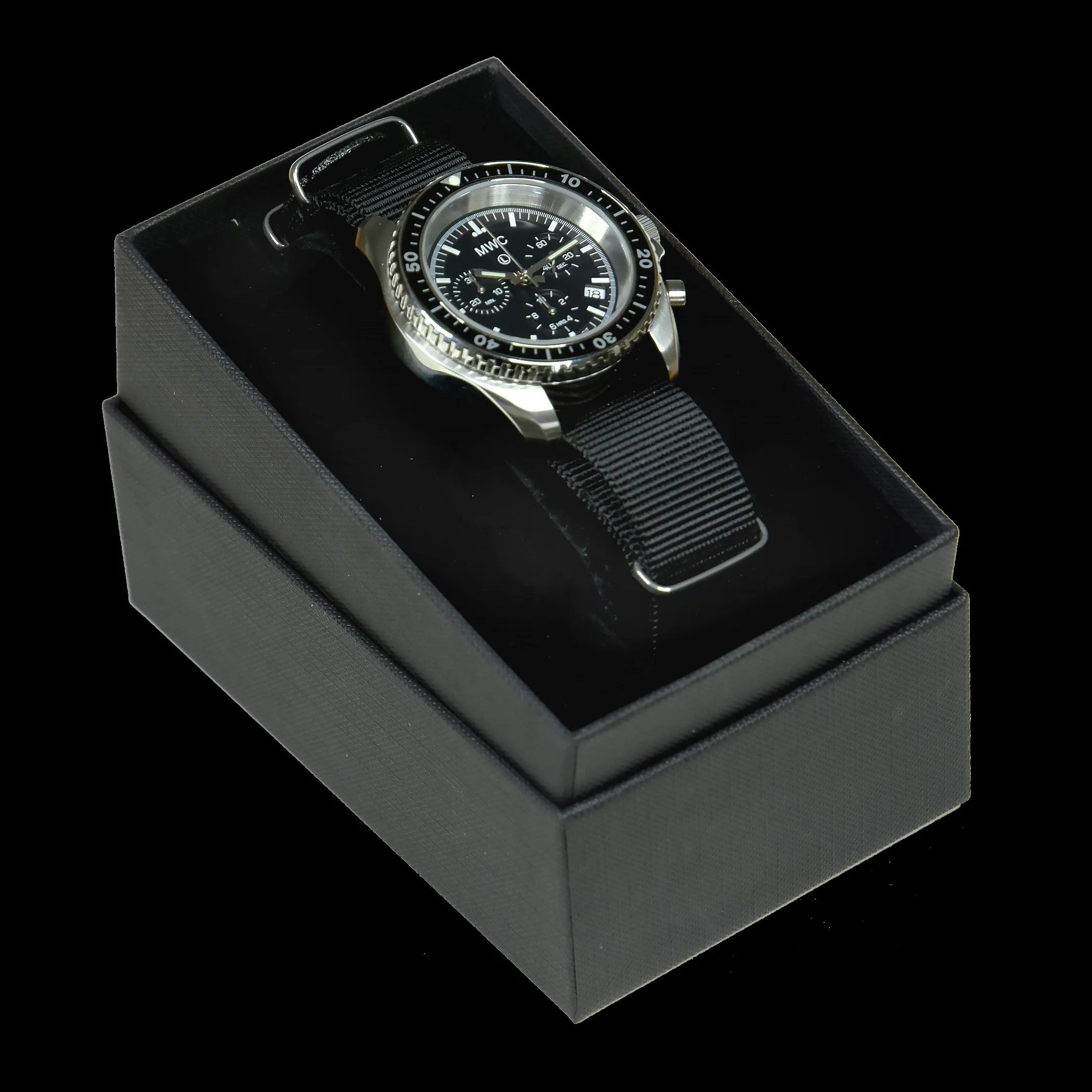 MWC NATO Pattern Stainless Steel Military Pilots Chronograph with Sapphire Crystal and Swiss Ronda Movement - Image 8