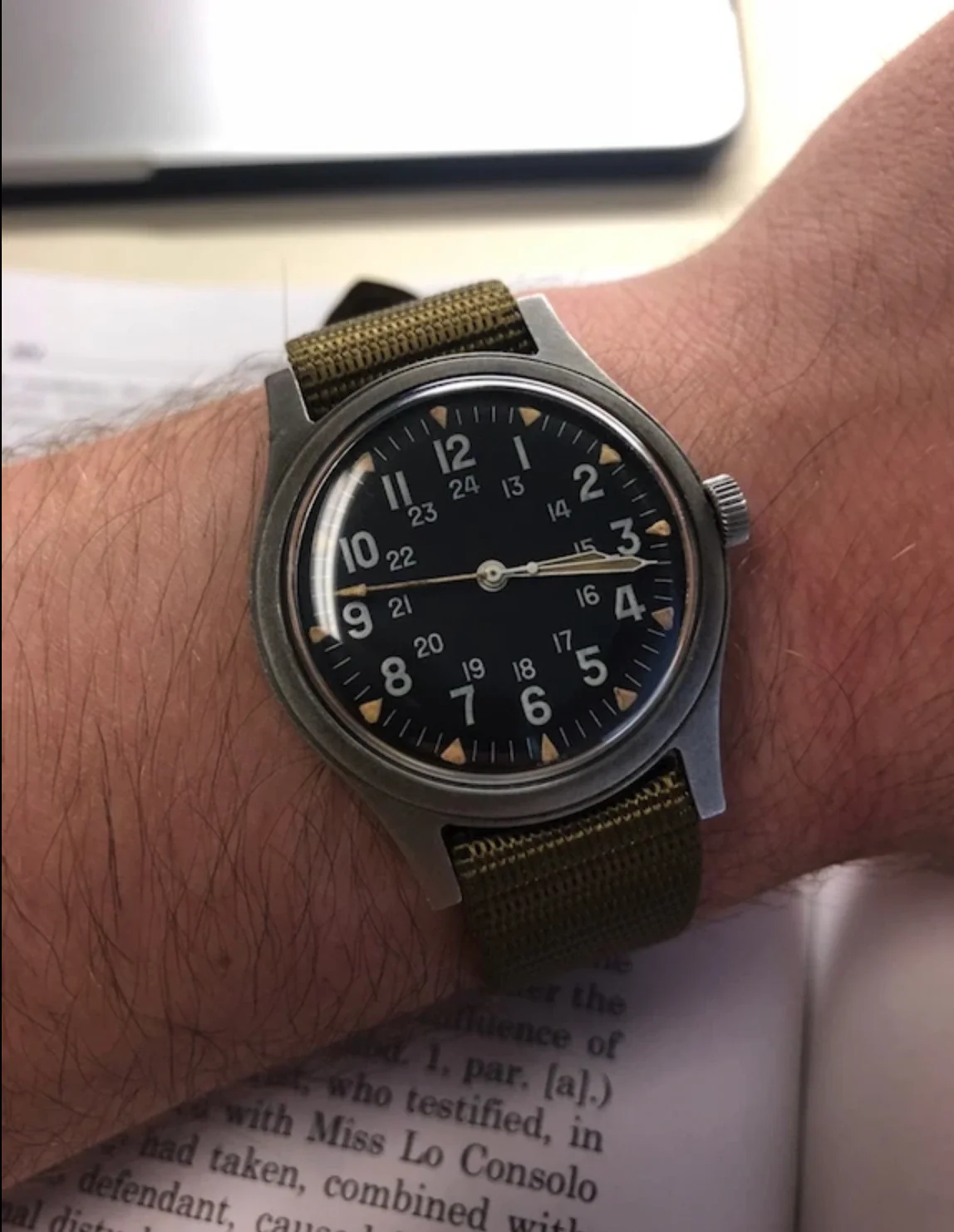 MWC Black PVD Stainless Steel PVD GG-W-113 Vietnam War Pattern Watch (24 Jewel Automatic) - Image 5