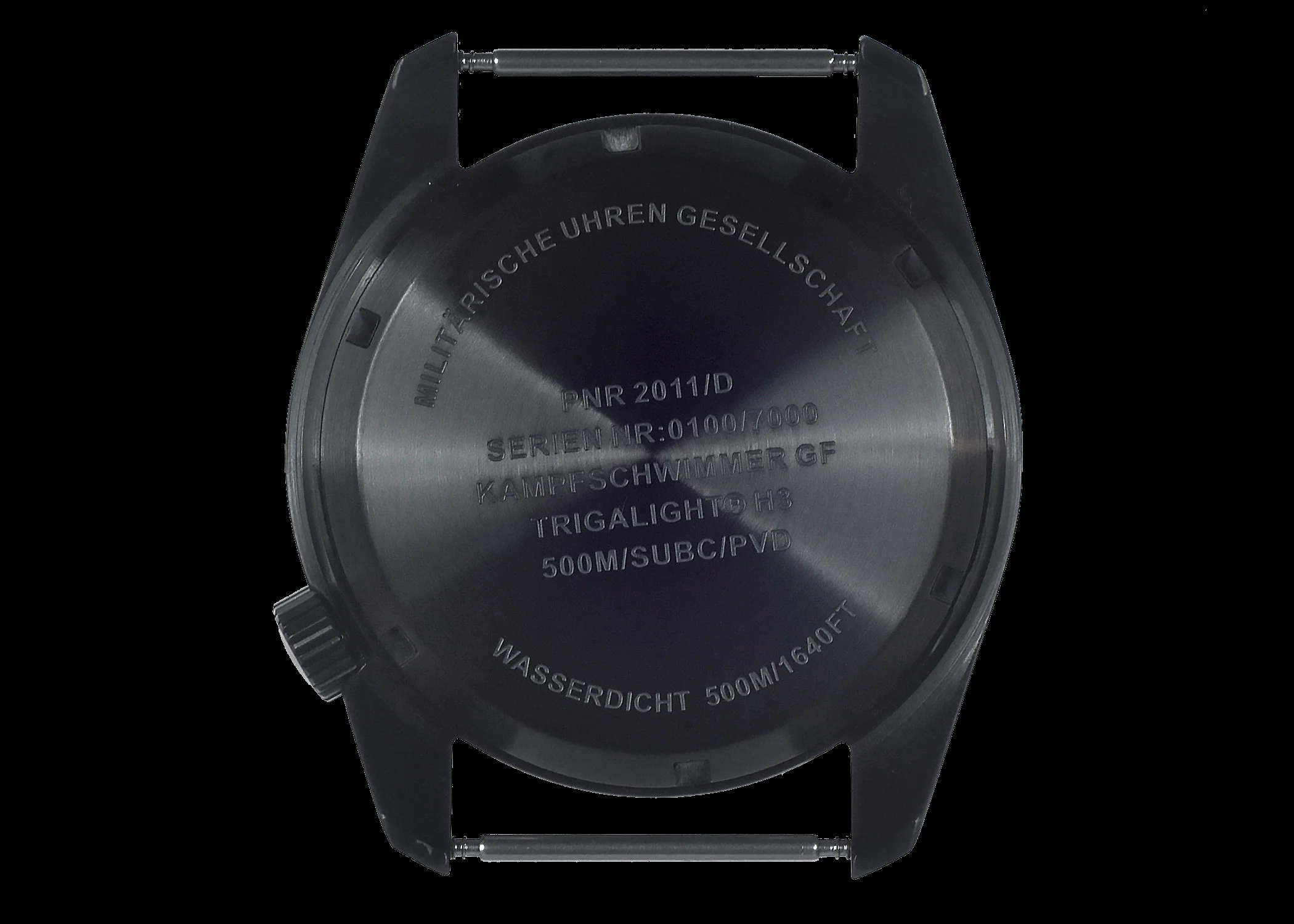 MWC "Submariner / Naval Crew Divers Watch" in Covert Black PVD 500m (1,640ft) Water Resistant Dual Time Zone Military Watch in PVD Stainless Steel Case with GTLS and Helium Valve - Image 6