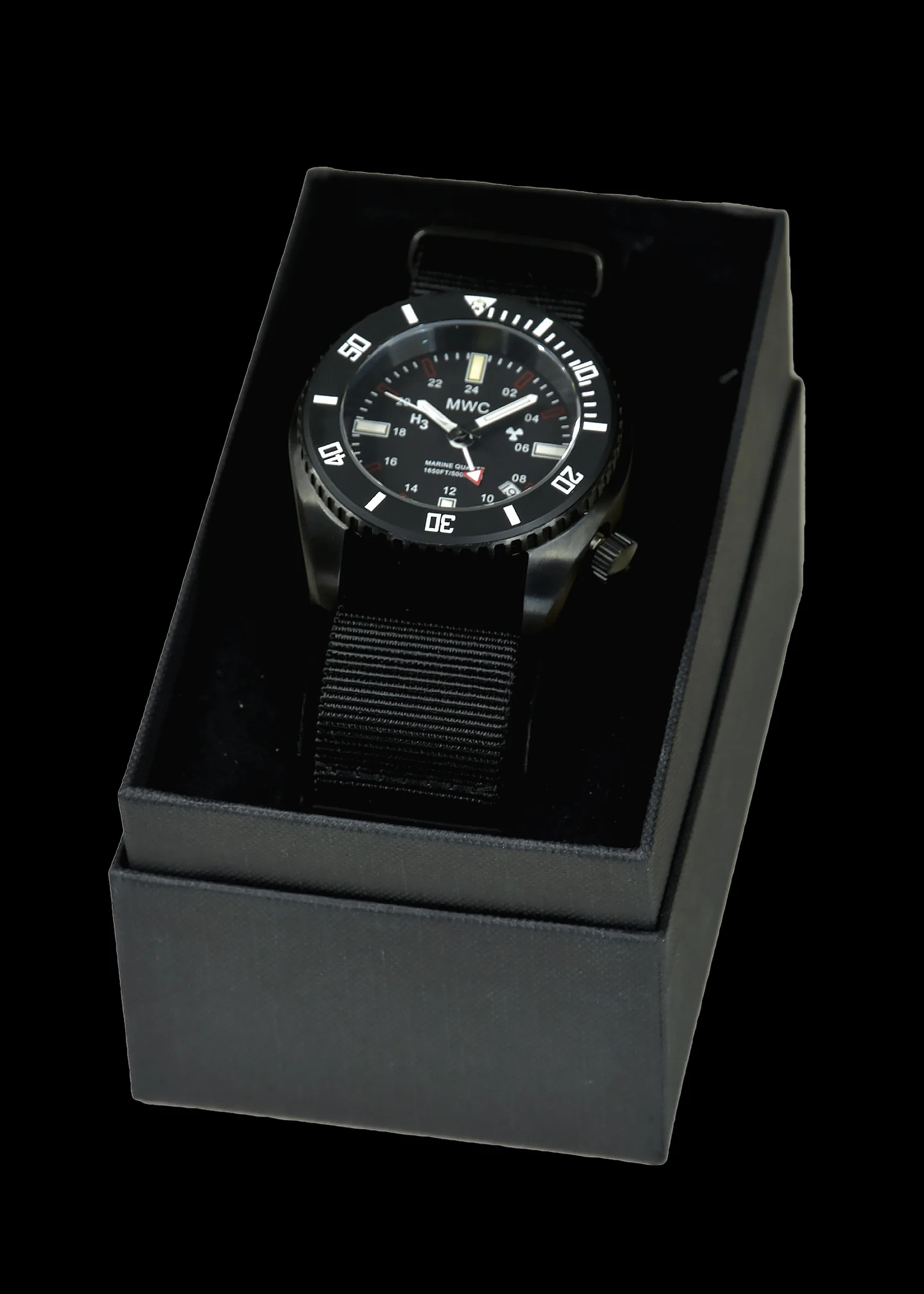 MWC "Submariner / Naval Crew Divers Watch" in Covert Black PVD 500m (1,640ft) Water Resistant Dual Time Zone Military Watch in PVD Stainless Steel Case with GTLS and Helium Valve - Image 8