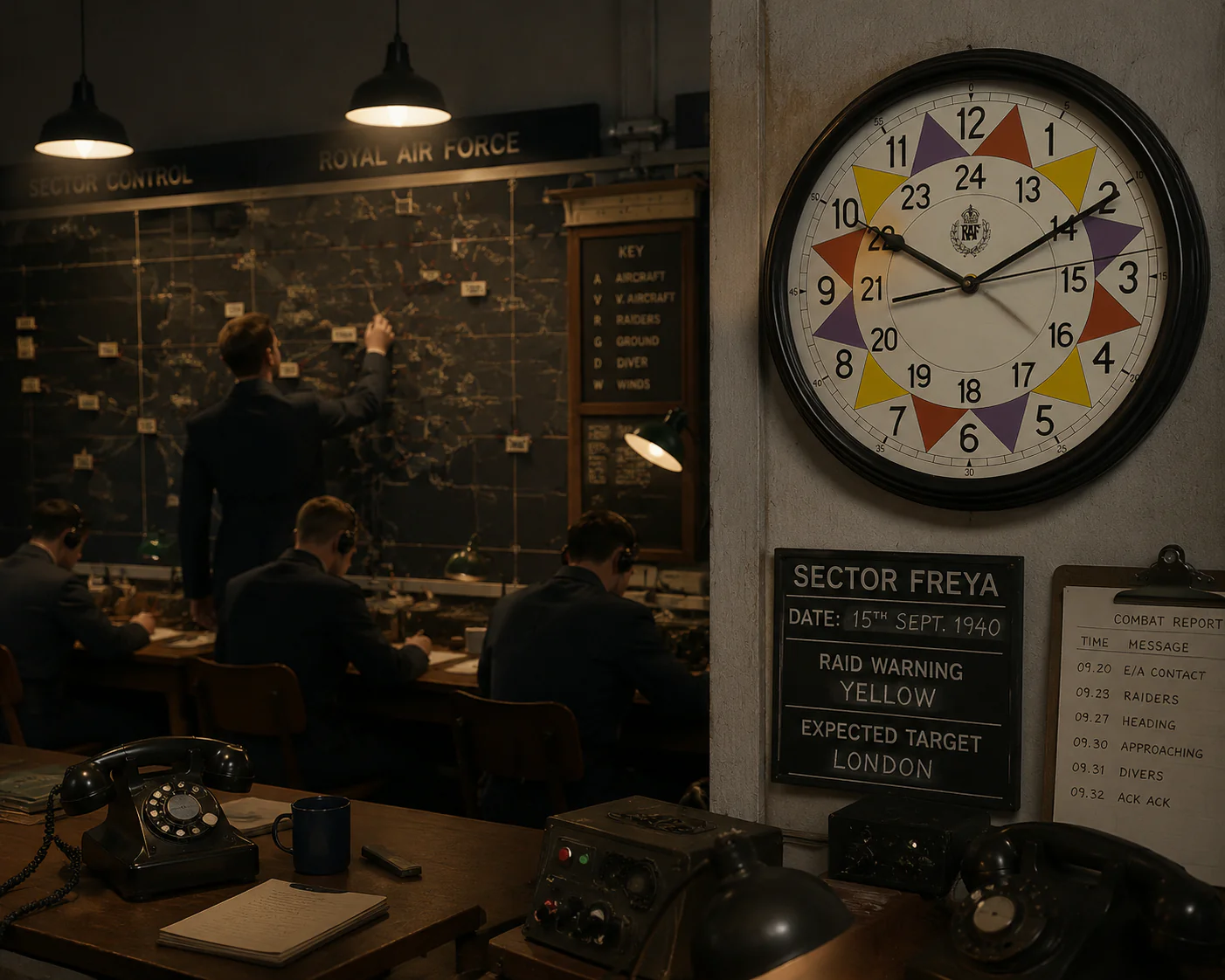 RAF 1940 "Battle of Britain" Pattern Replica Sector Wall Clock with Silent Quartz Movement and Sweep Second hand (Size 12" / 30.5cm) - Image 6