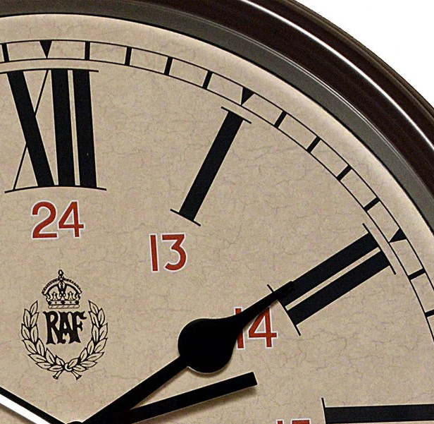 RAF 1943 Pattern Replica 12/24 Wall Clock with Silent Quartz Movement and Sweep Second Hand(Size 12"/30.5cm) - Image 3